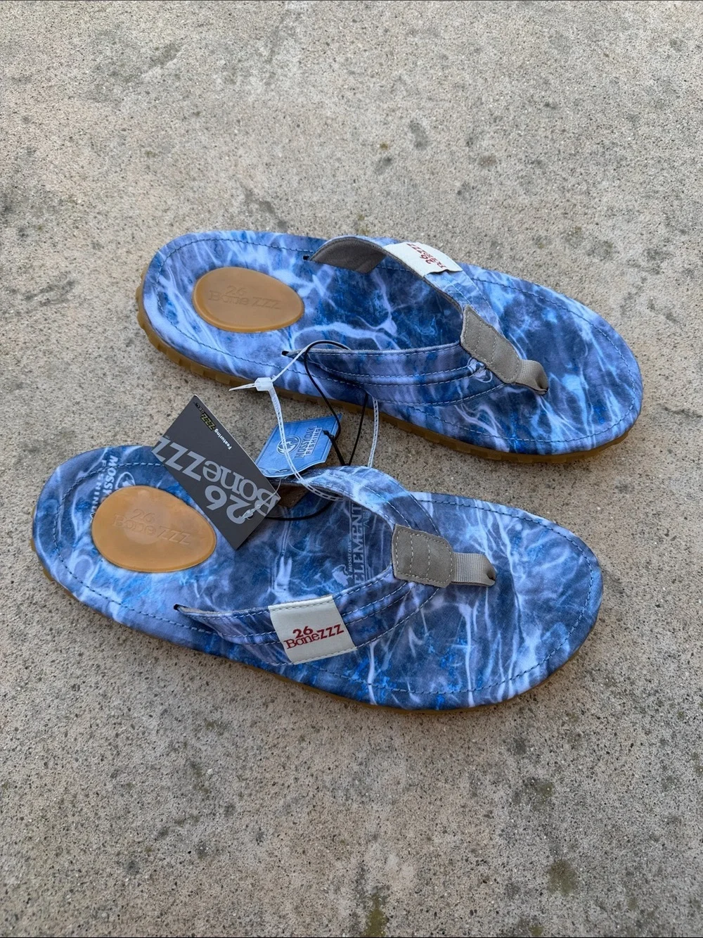 26Bonezzz Chillzzz Men's Blue Memory Foam Gel Heel Flip Flop Thong  Size 12 NWT